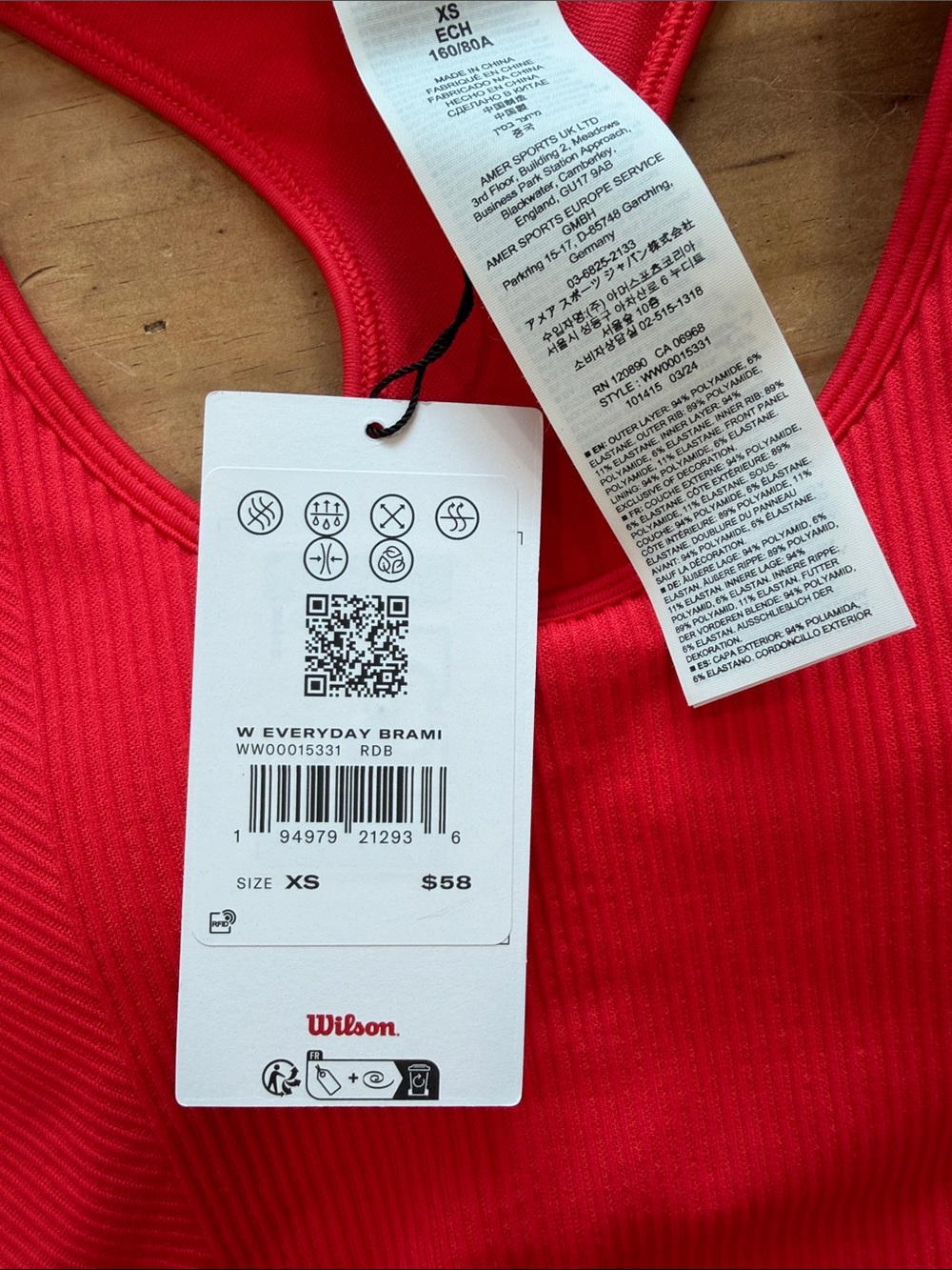 Wilson Red Everyday Brami Tank - Picture 3 of 3